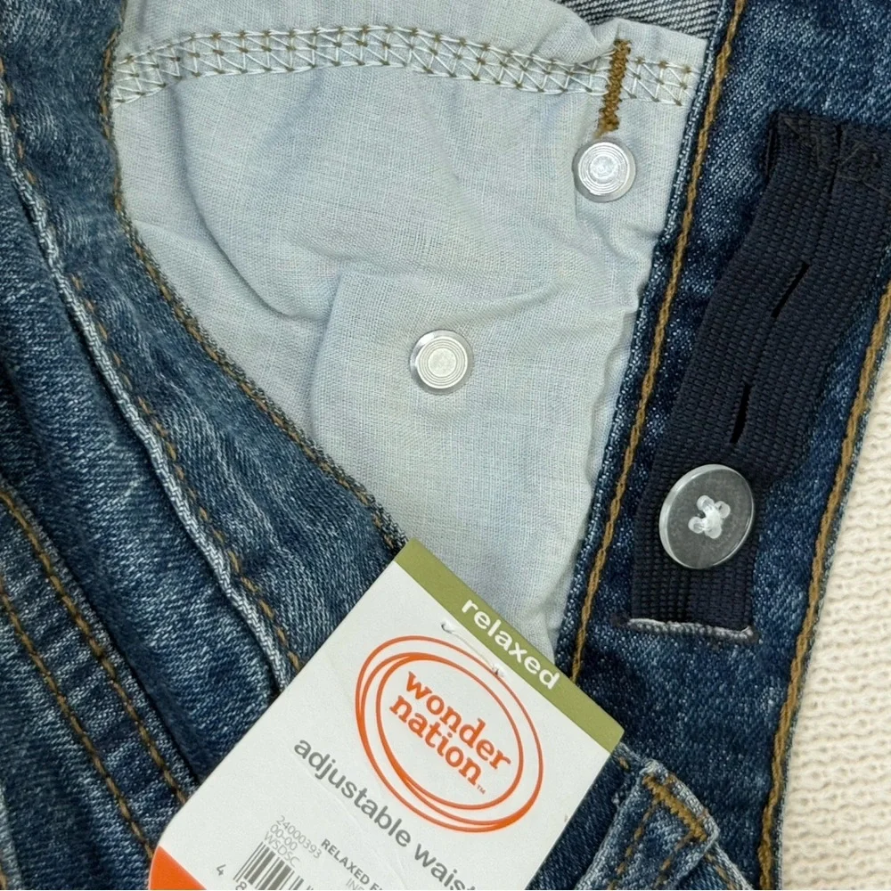 NWT Wonder Nation Boys Blue Jeans Size 12 Husky Adjustable‎ Waist Relaxed Fit
